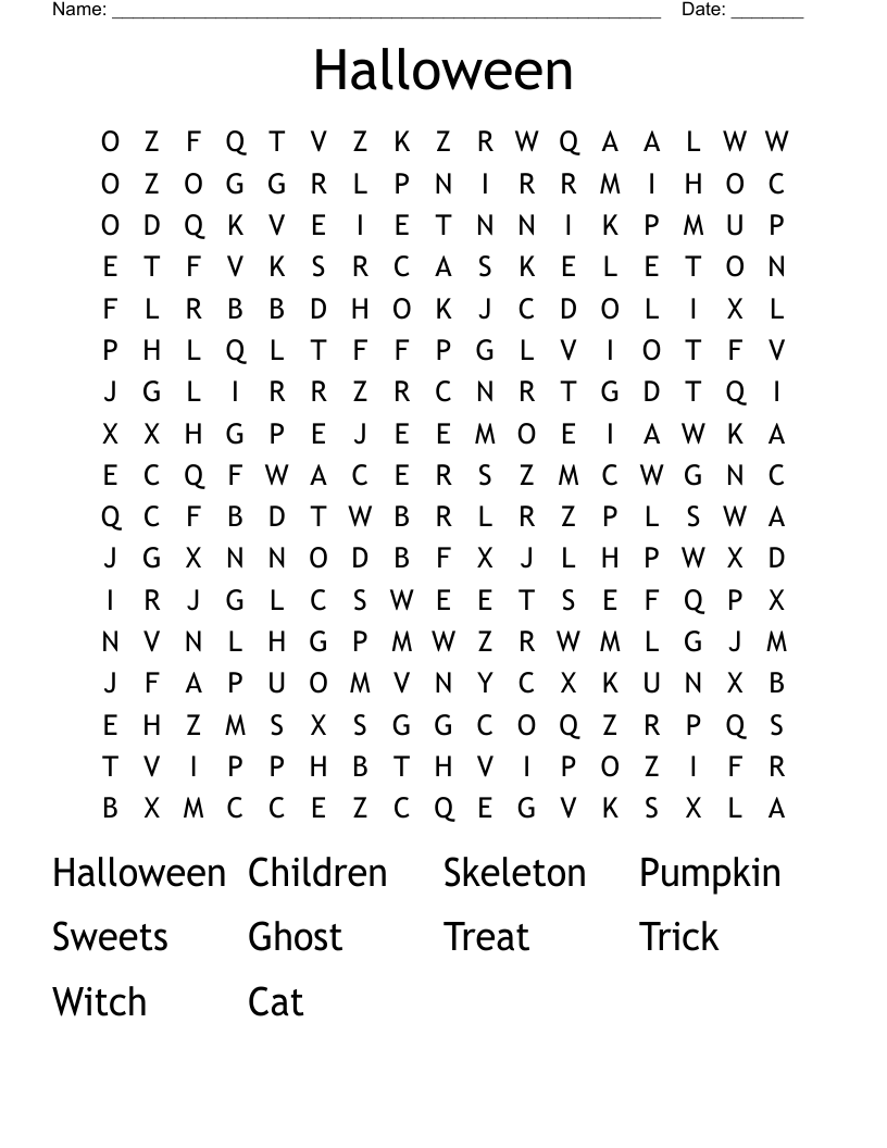 Halloween Word Search