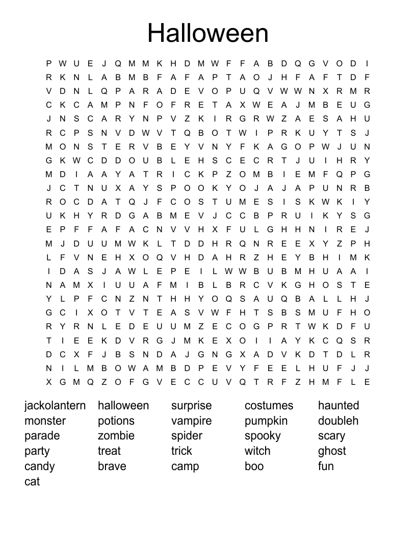 Halloween Word Search