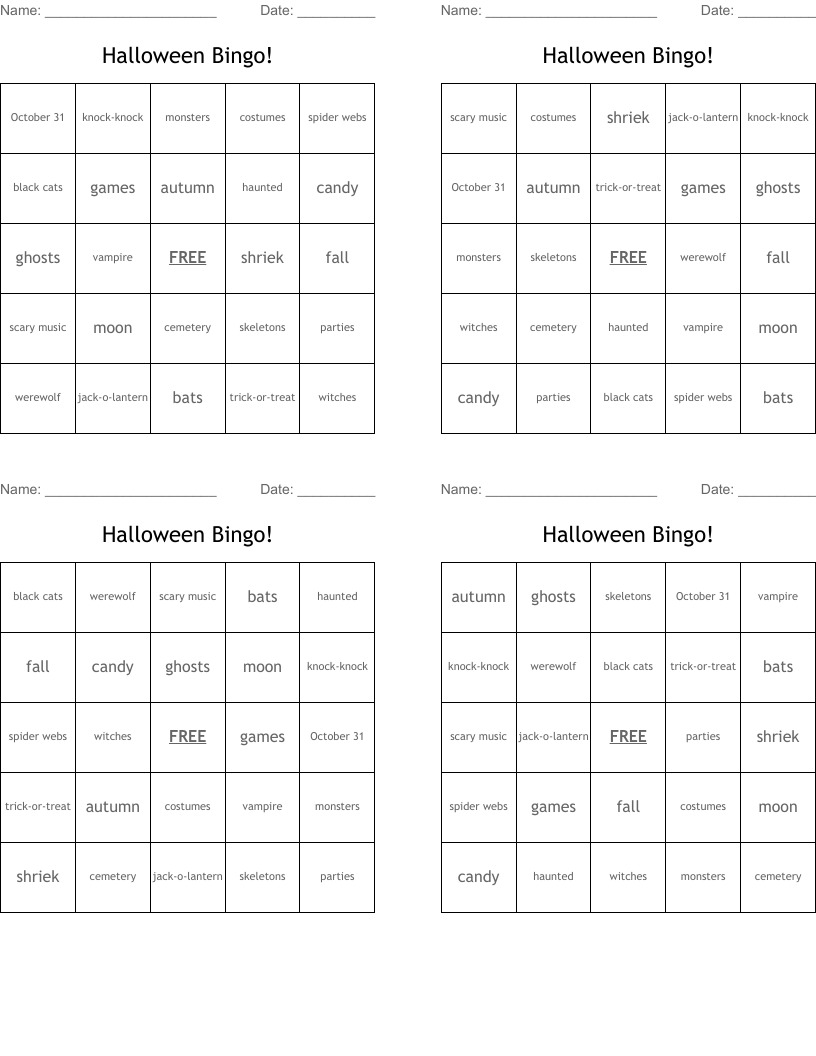Halloween Bingo!