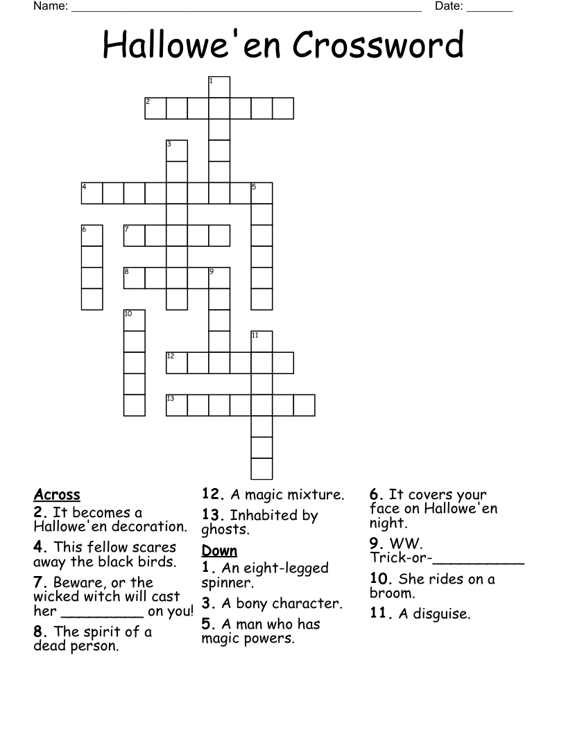 Hallowe en Crossword WordMint