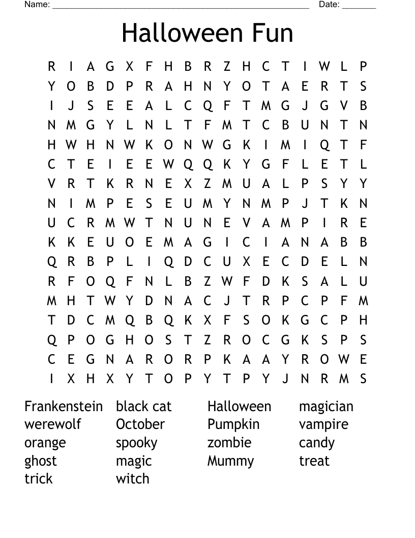 Halloween Fun Word Search
