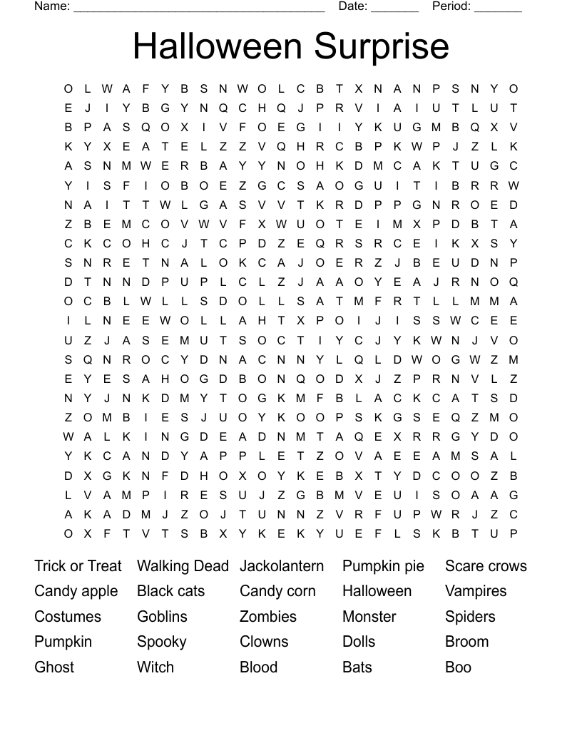 Halloween Surprise Word Search