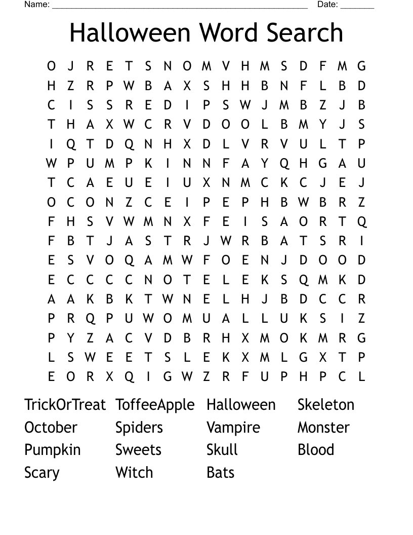 Halloween Word Search