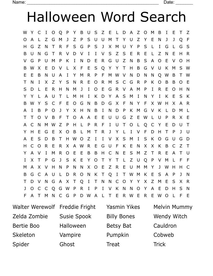 Halloween Word Search 