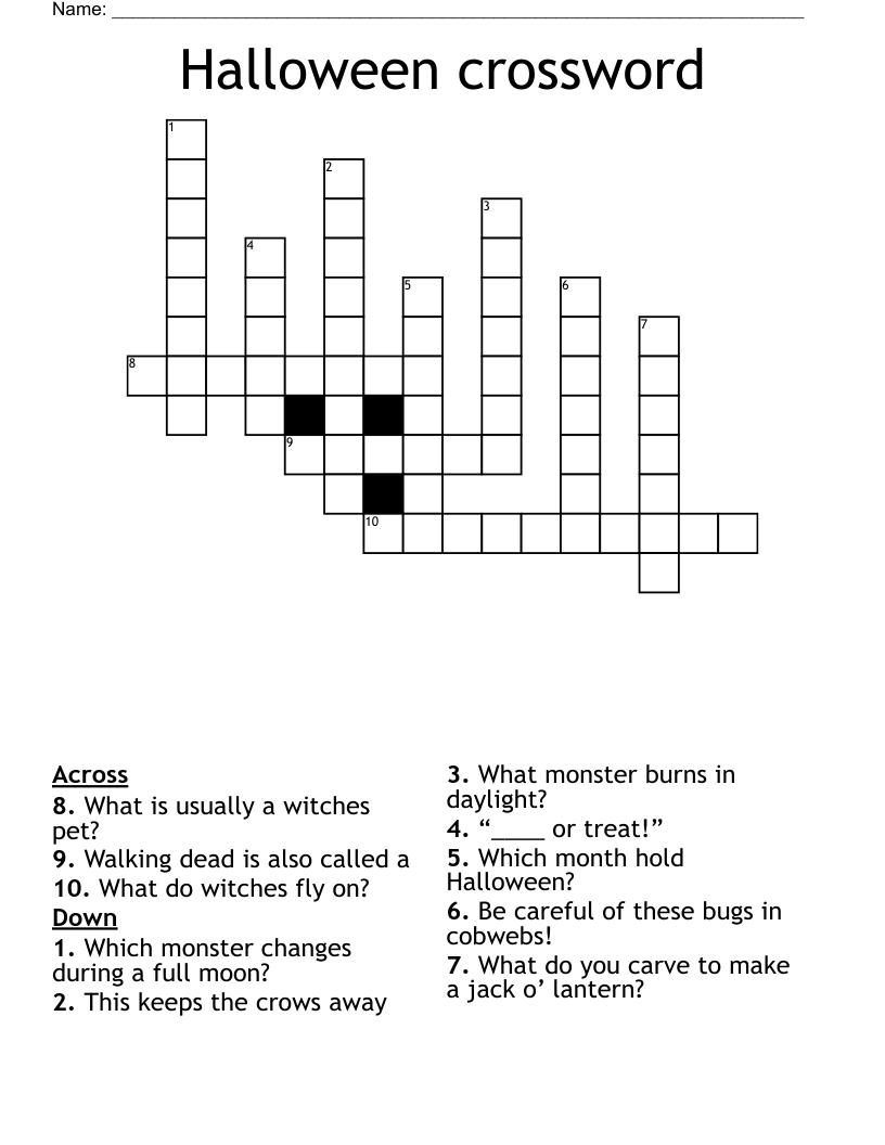 Halloween crossword