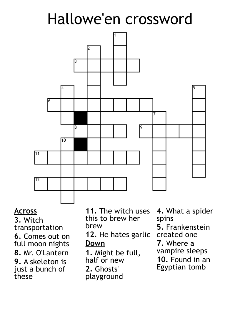 Hallowe en Crossword WordMint