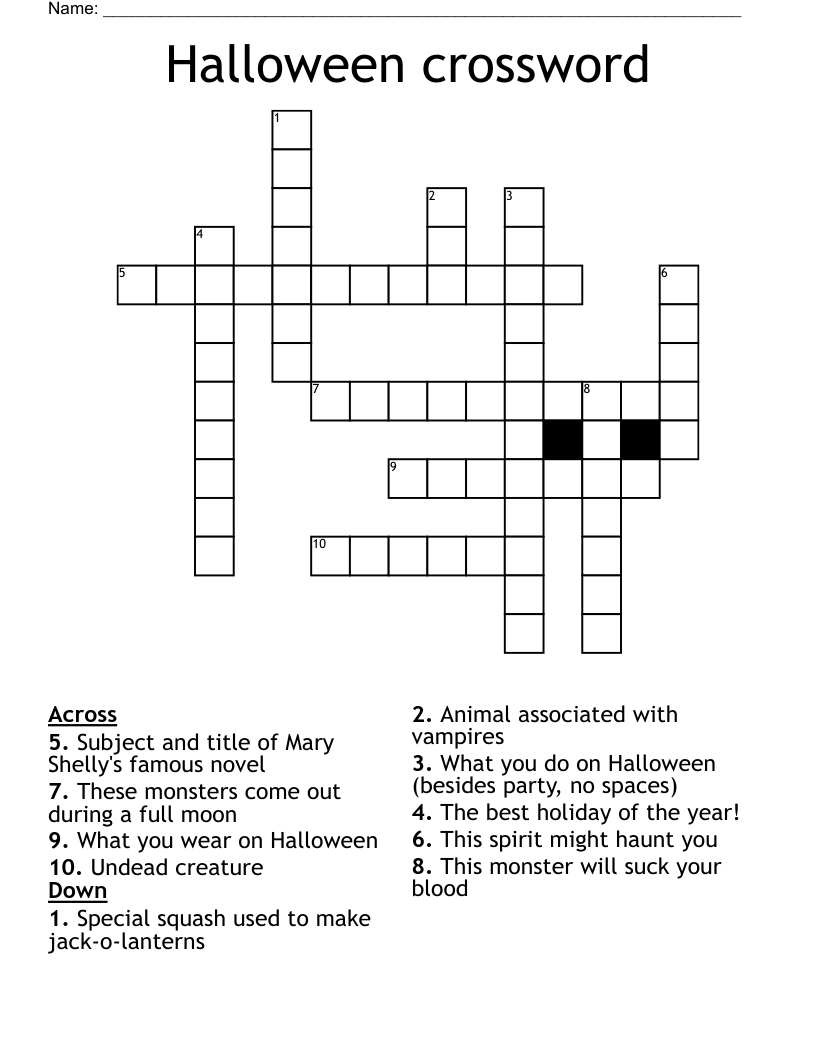 Halloween crossword