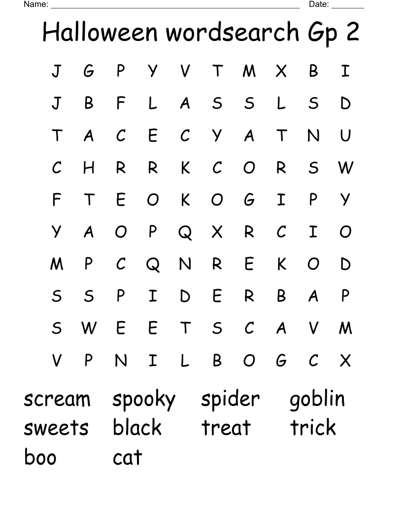 Halloween wordsearch Gp 2