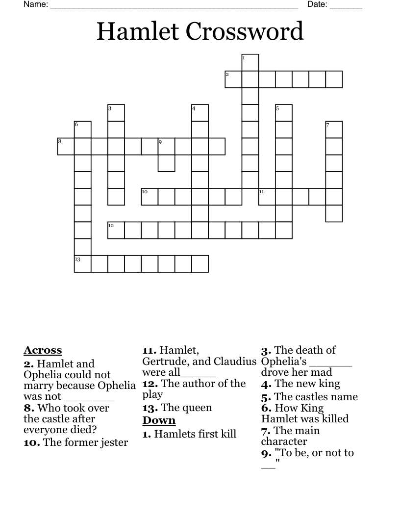 Hamlet Crossword WordMint
