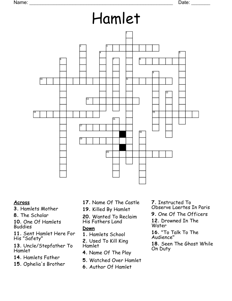 Hamlet Crossword WordMint