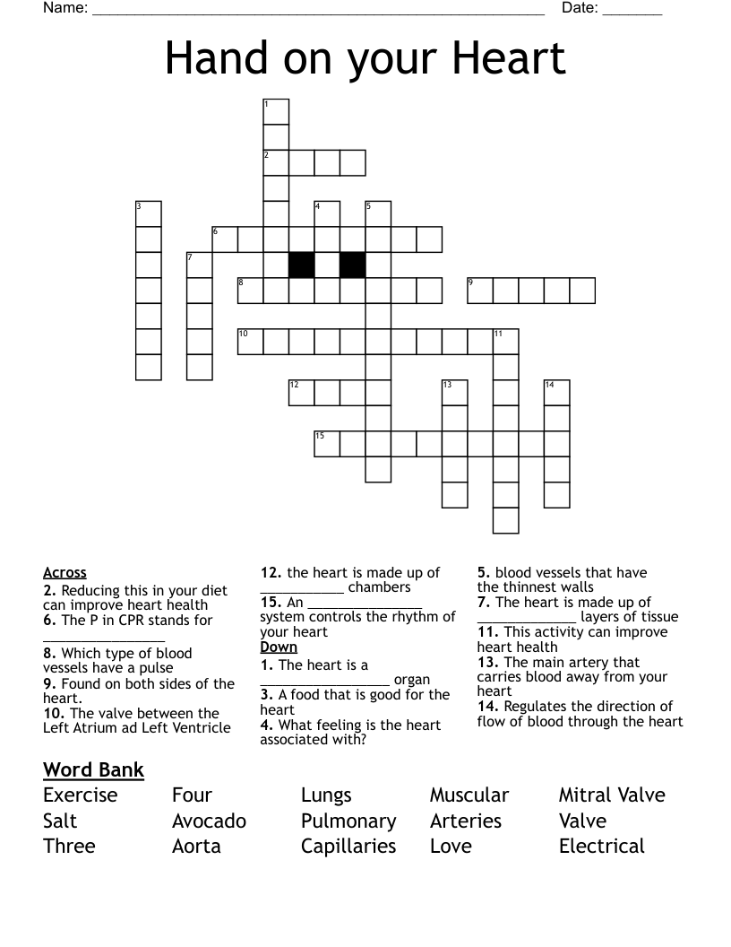 Hand on your Heart Crossword