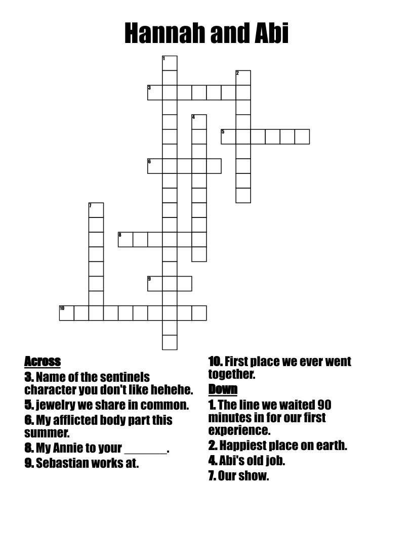 Hannah and Abi Crossword