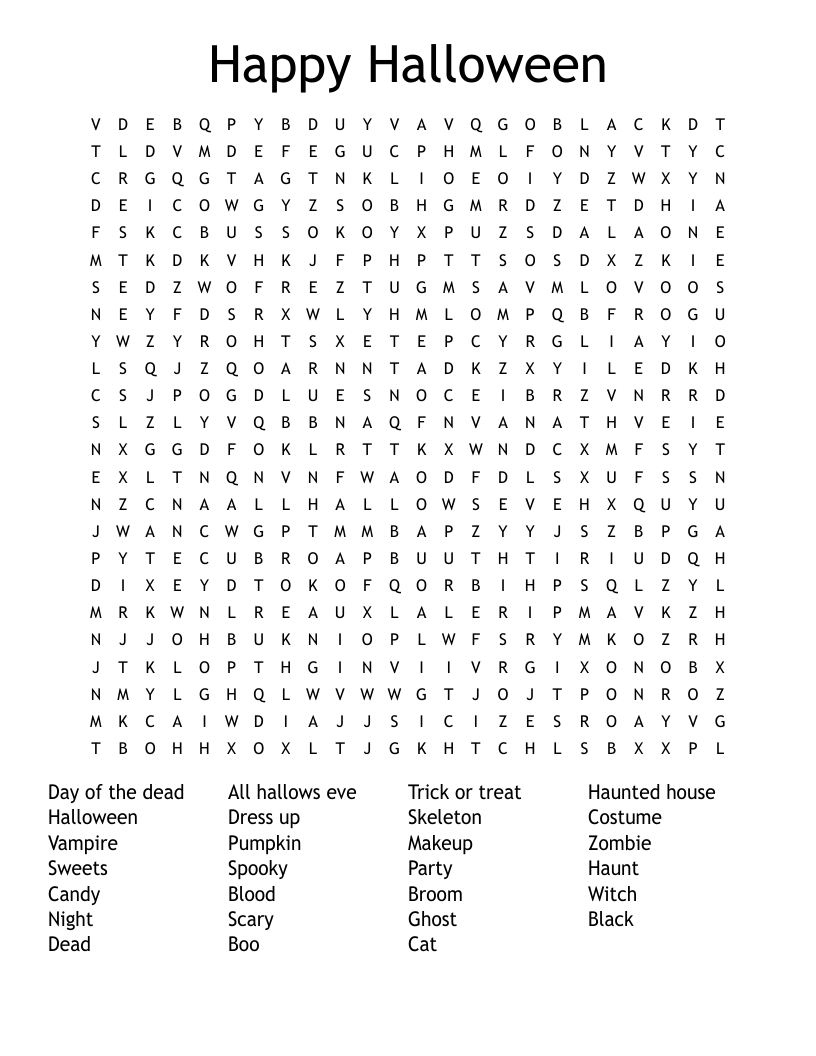 Happy Halloween Word Search