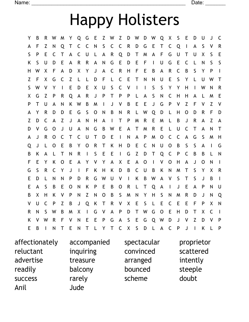 Happy Holisters Word Search