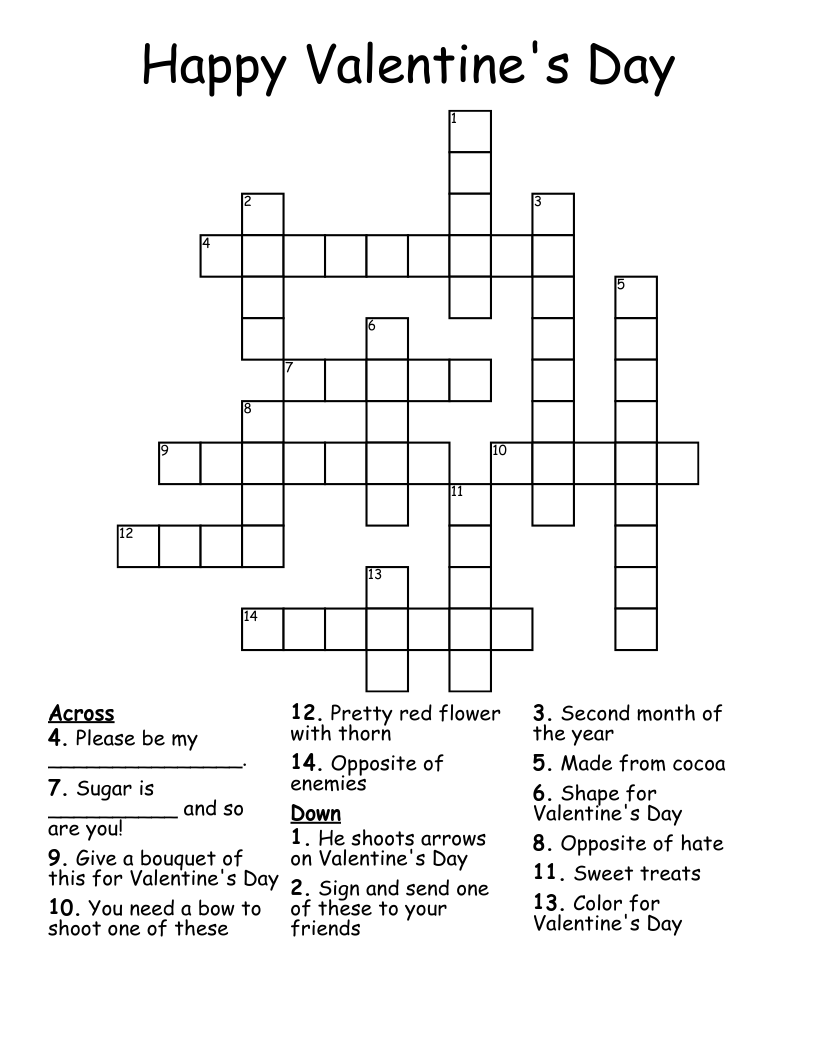 Happy Valentine's Day Crossword