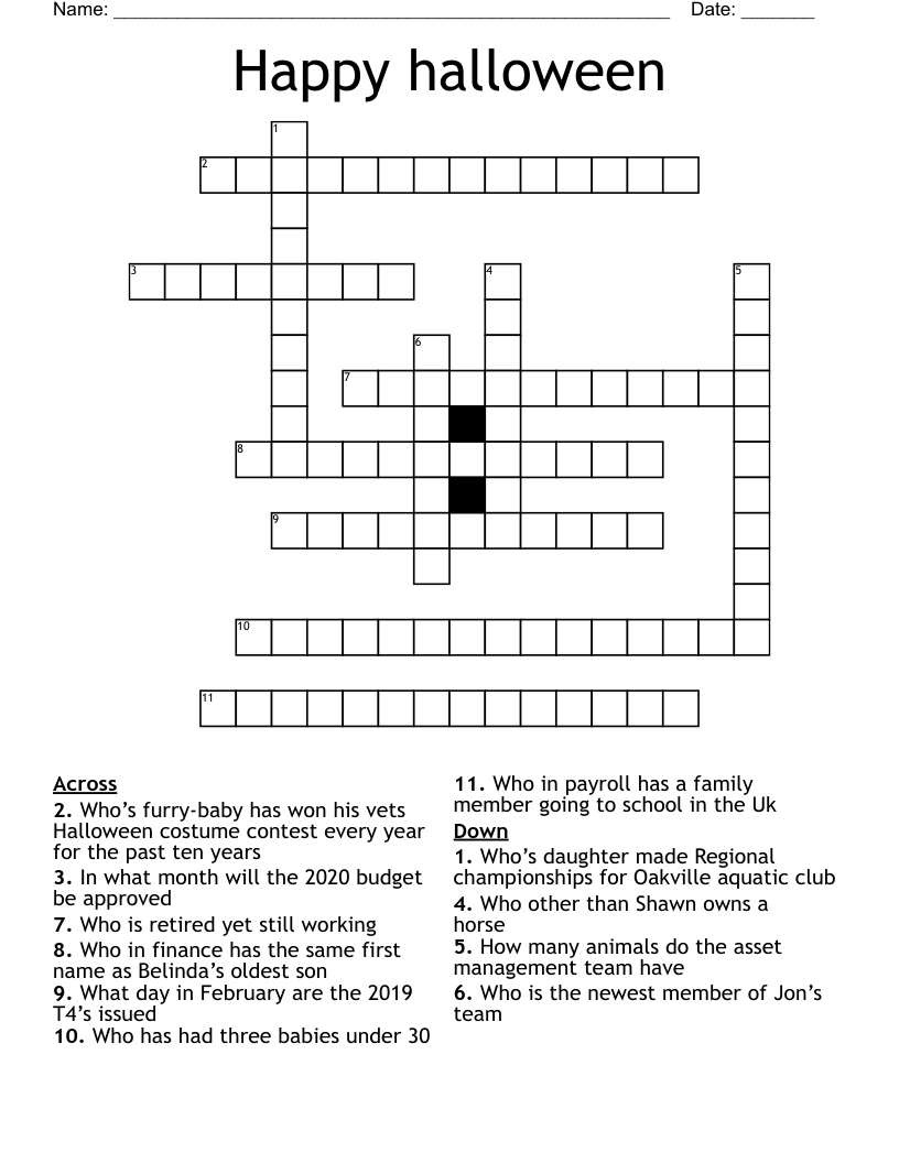 Happy halloween Crossword