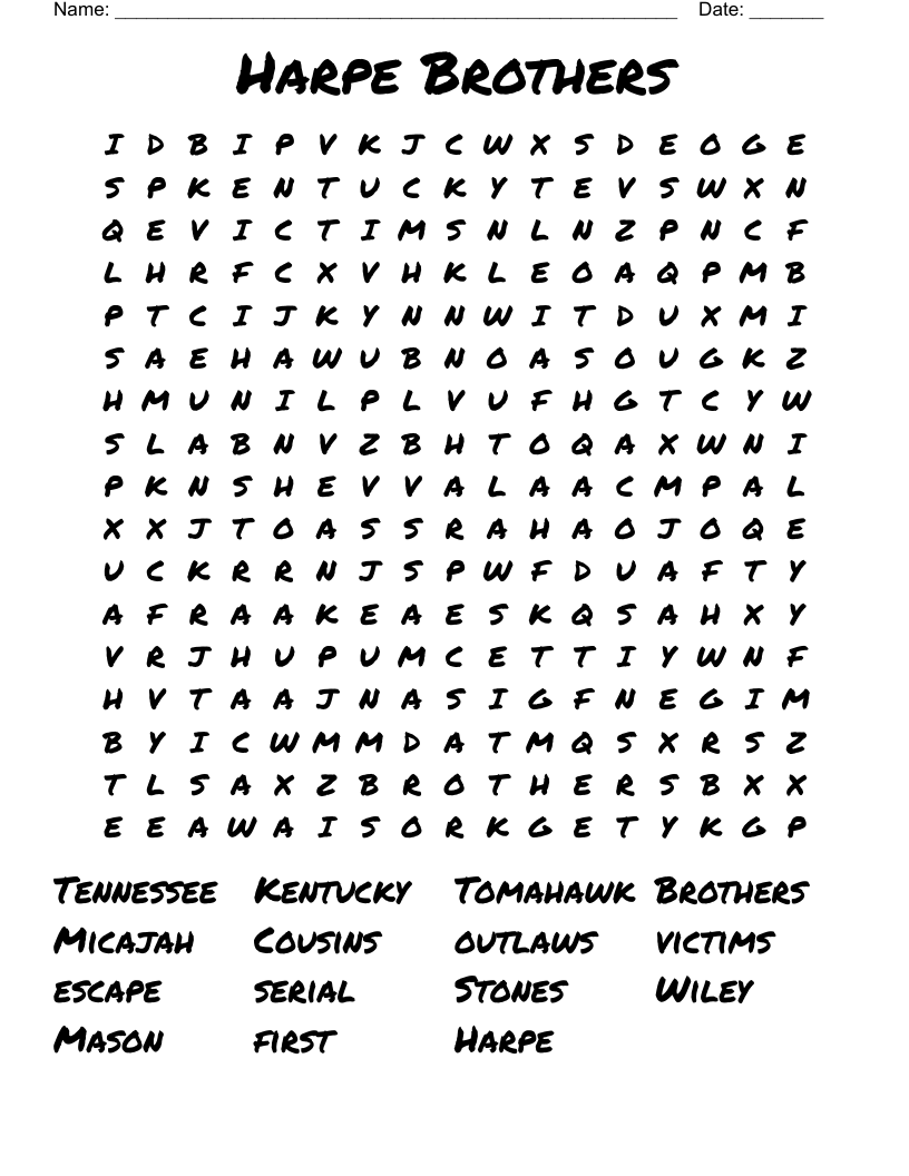 Harpe Brothers Word Search