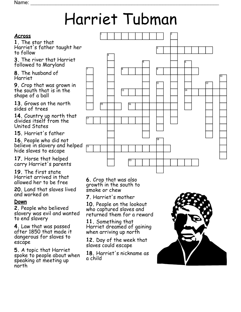 harriet tubman crossword wordmint