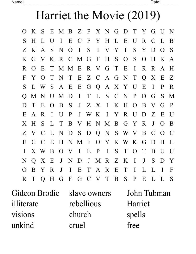 Harriet the Movie (2019) Word Search