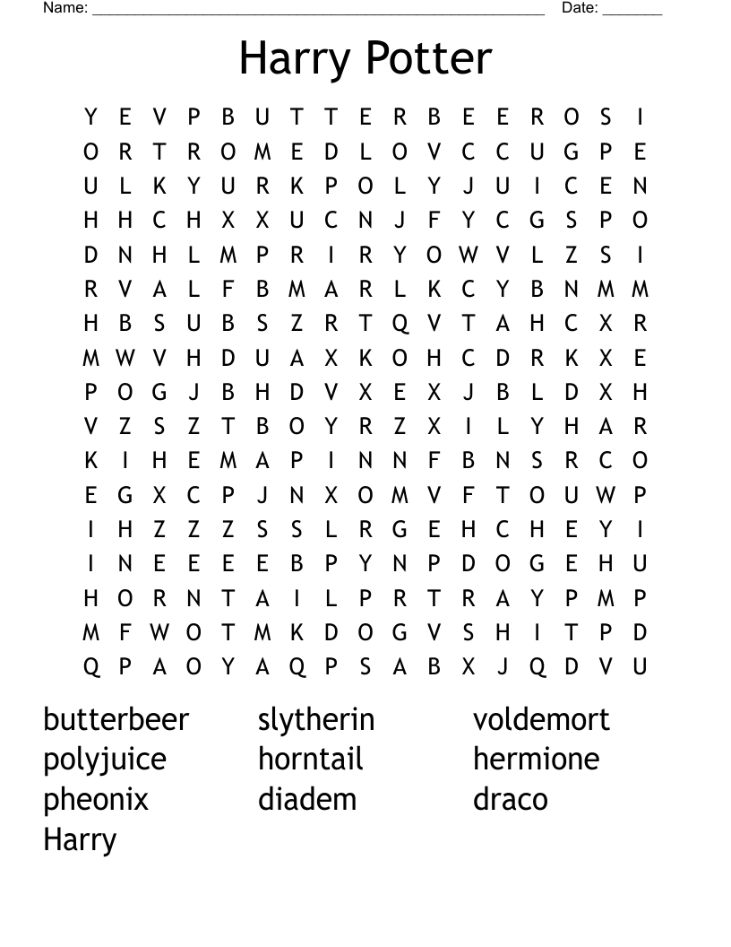 Harry Potter Word Search
