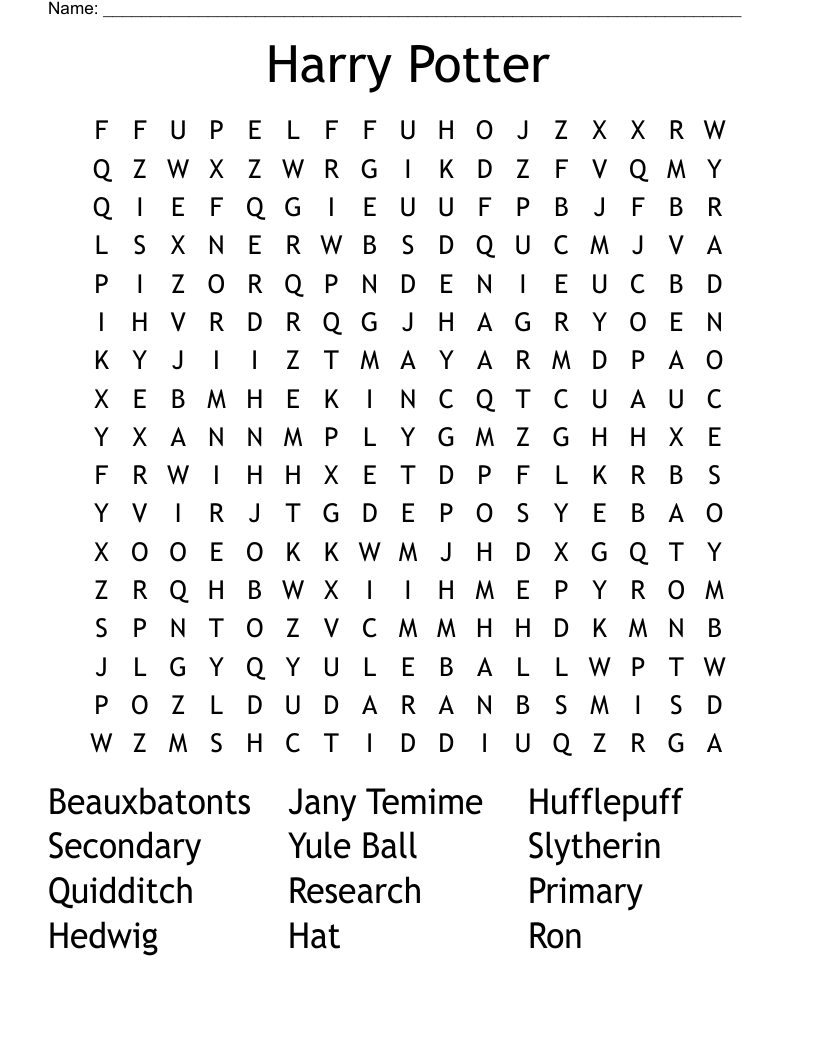 Harry Potter Word Search