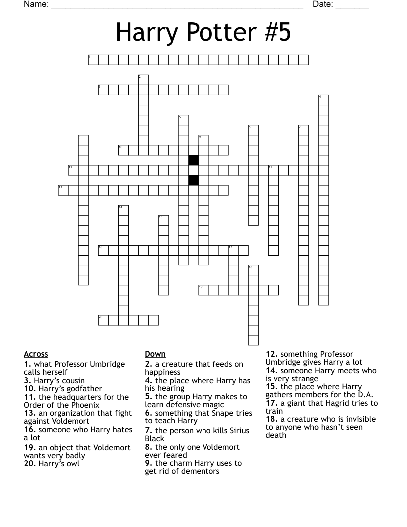 Harry Potter #5 Crossword