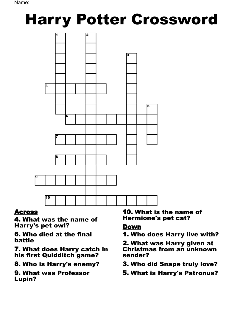 Harry Potter Crossword