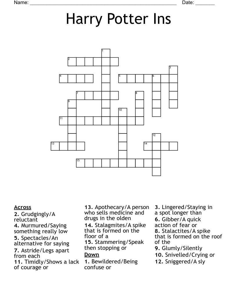 Harry Potter Ins Crossword