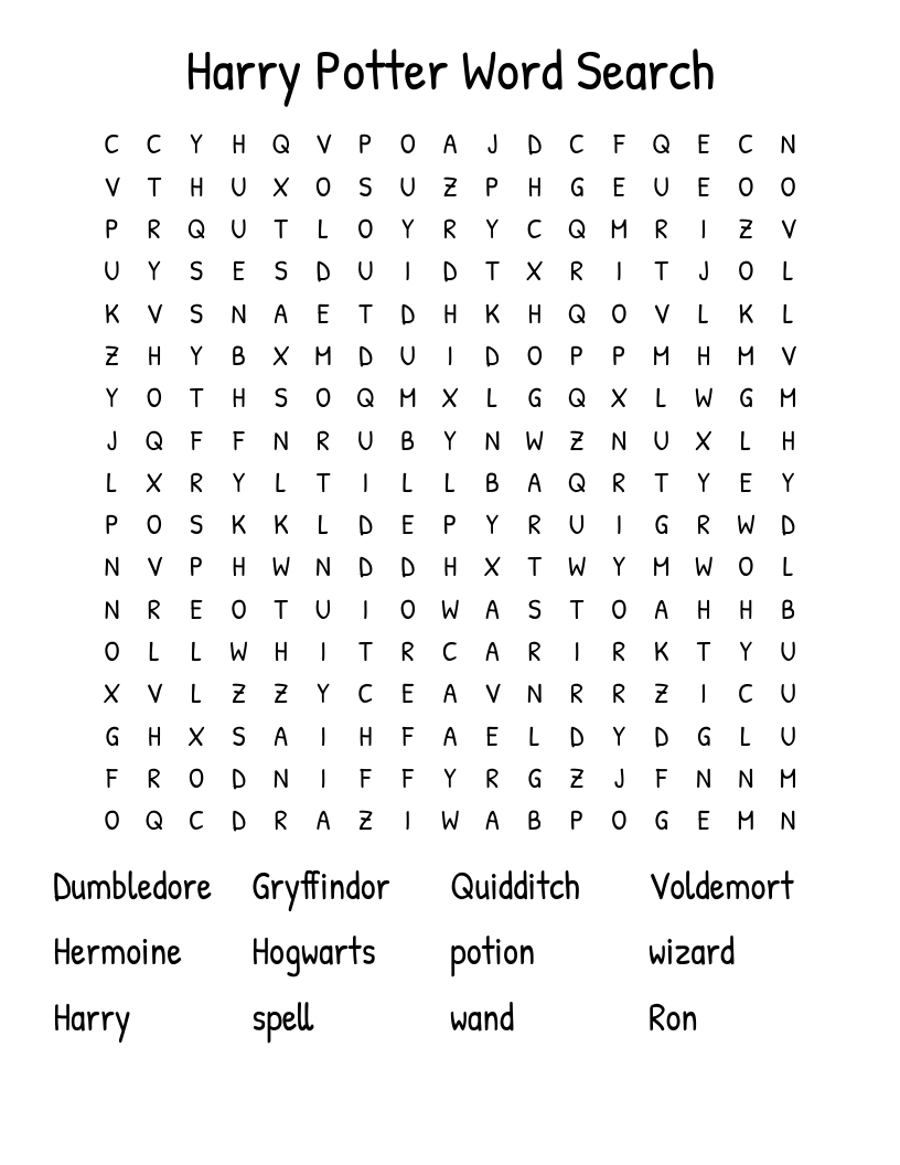 Harry Potter Word Search