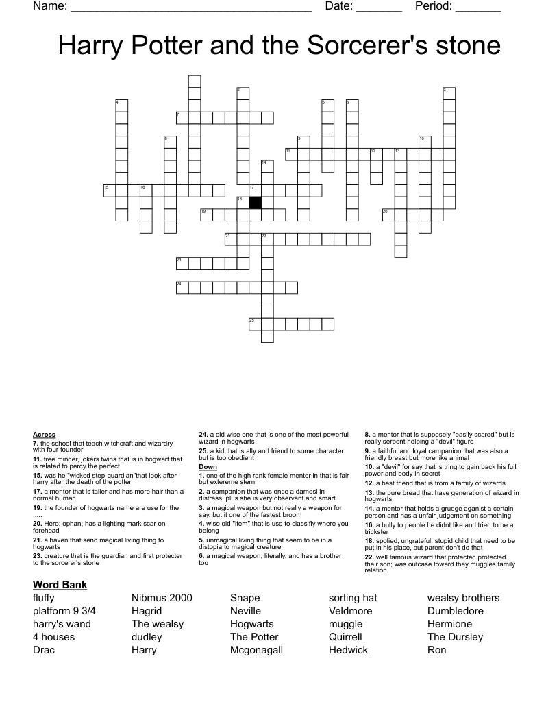 Harry Potter Crossword WordMint