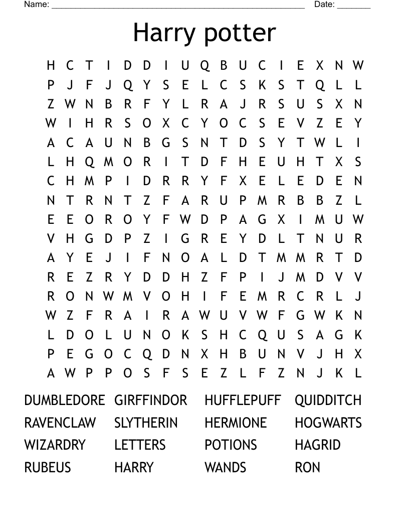 Harry potter Word Search
