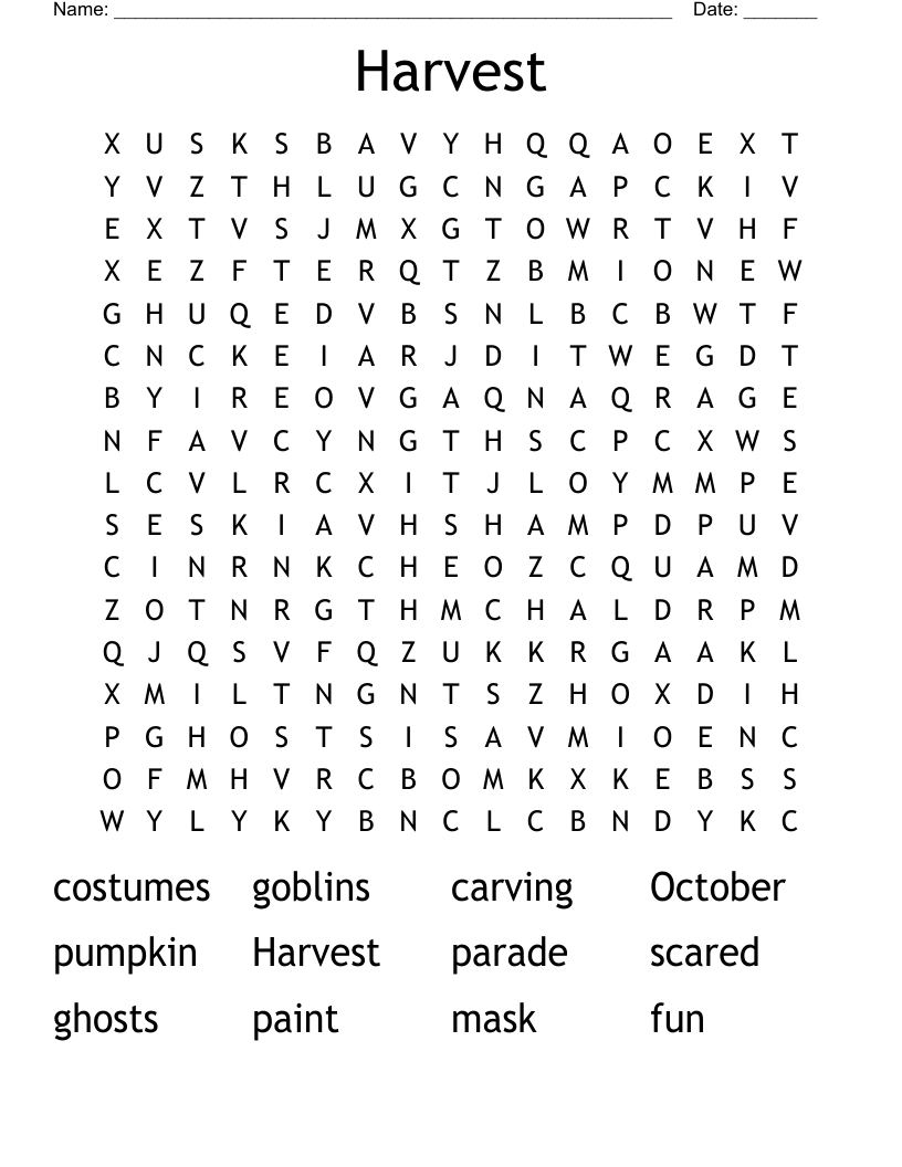 Harvest Word Search