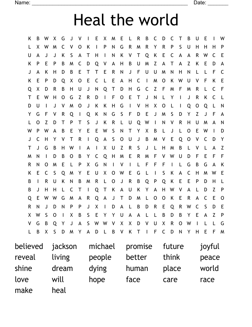 Heal the world  Word Search