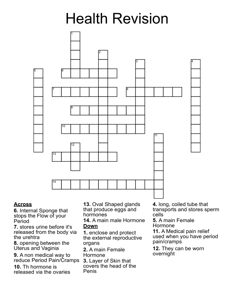 Health Revision Crossword
