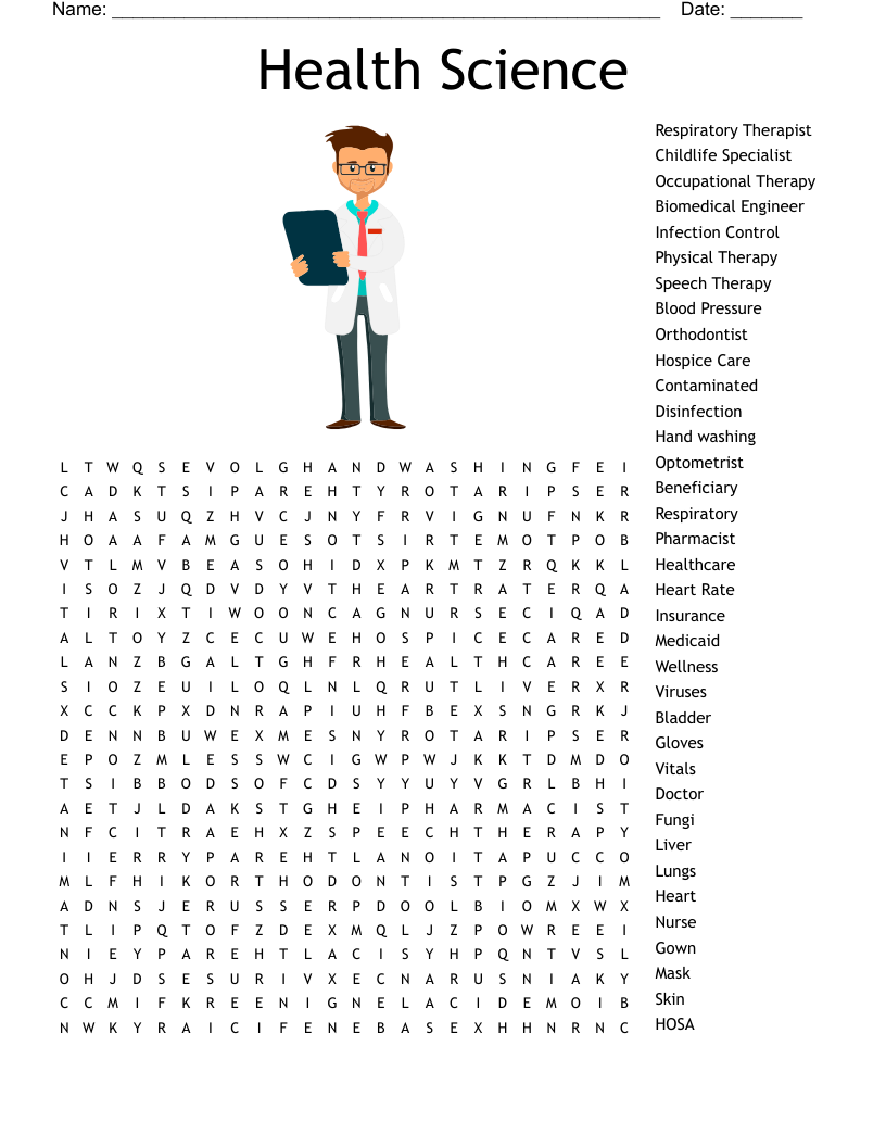Health Science Word Search WordMint