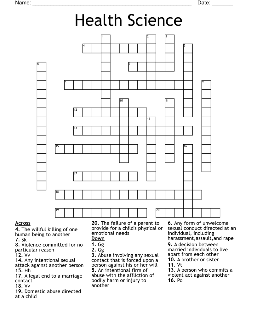 Health Science  Crossword