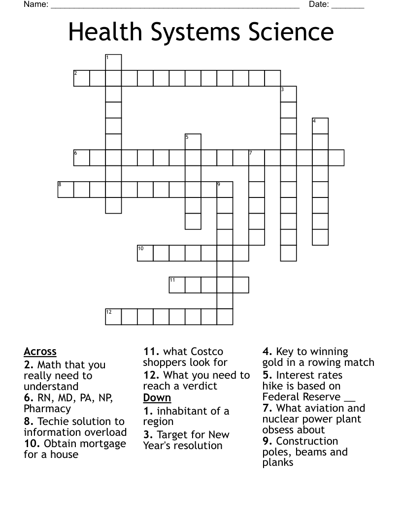 Health Systems Science  Crossword