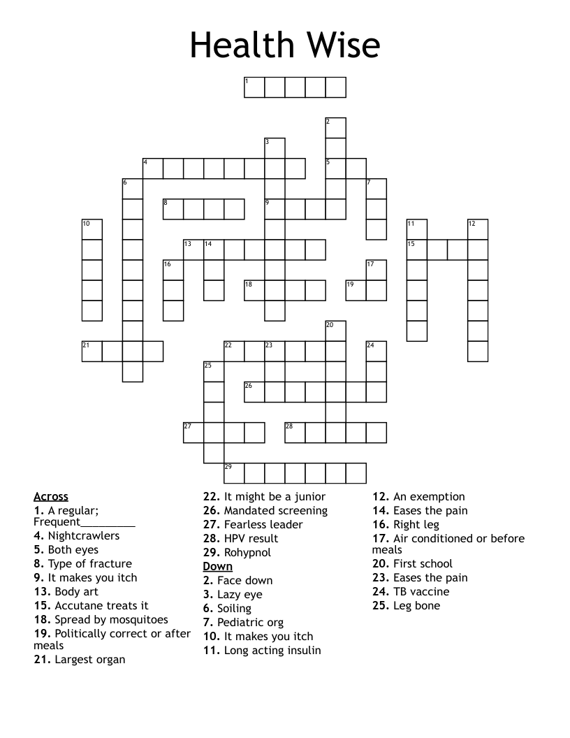 Health Wise Crossword