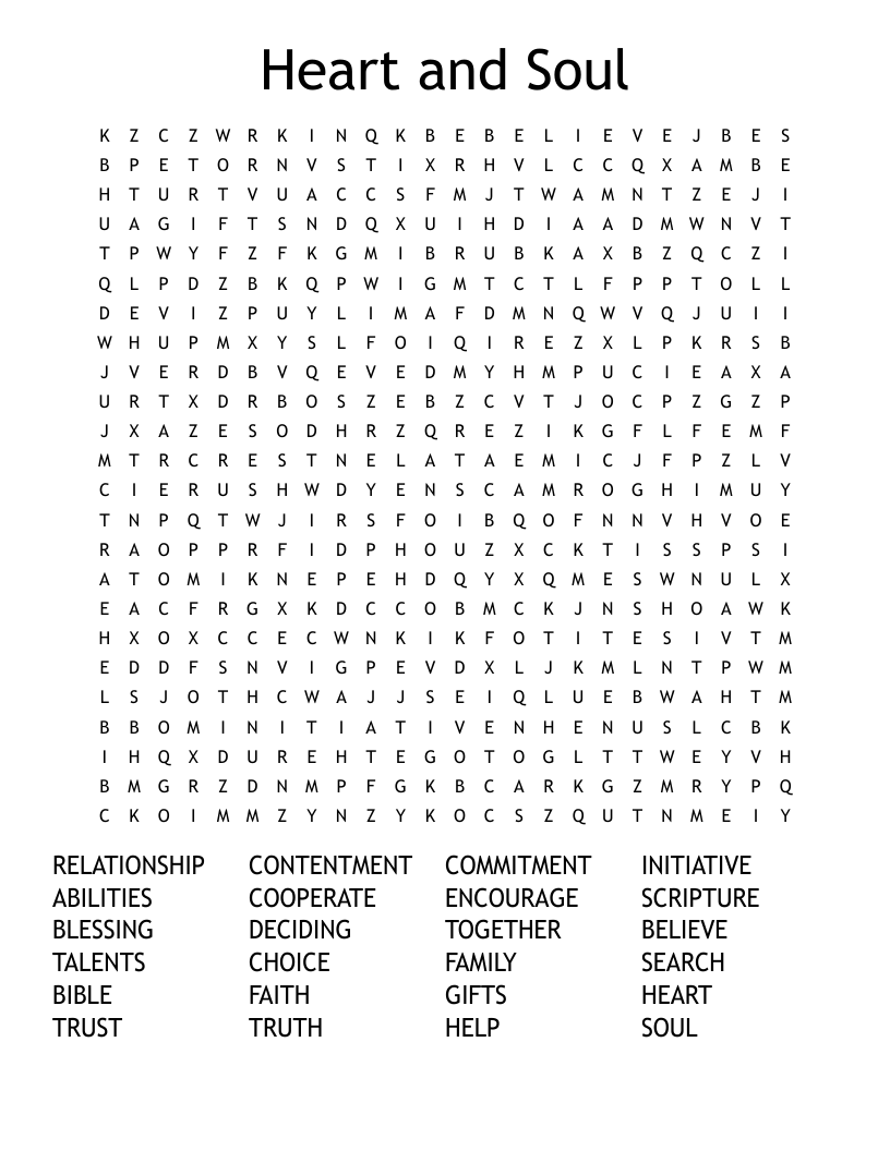 Heart and Soul Word Search