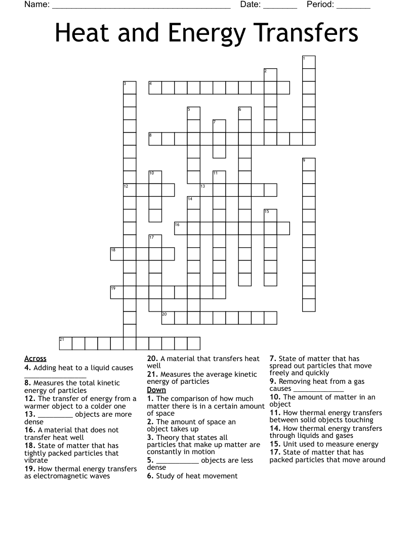Heat Transfer Crossword Puzzle Answer Key Litia173