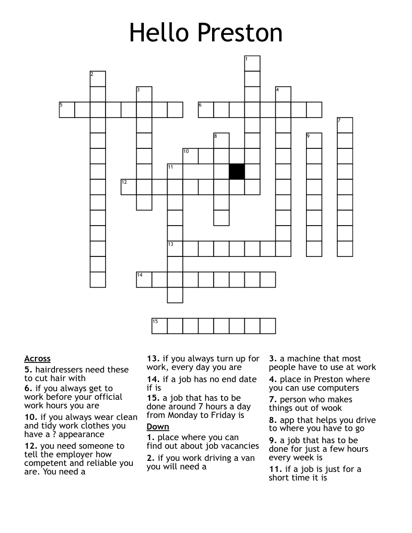 Hello Preston Crossword