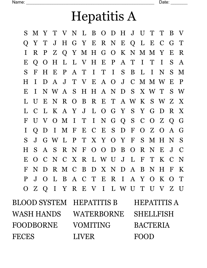 Hepatitis A  Word Search