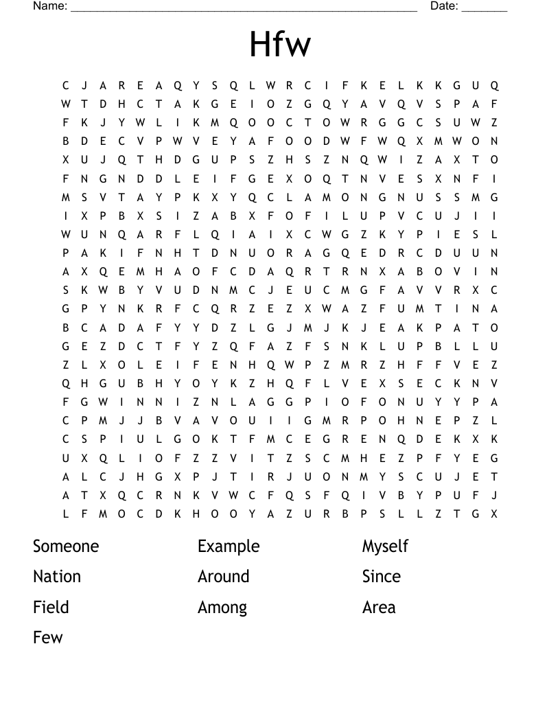 Hfw Word Search