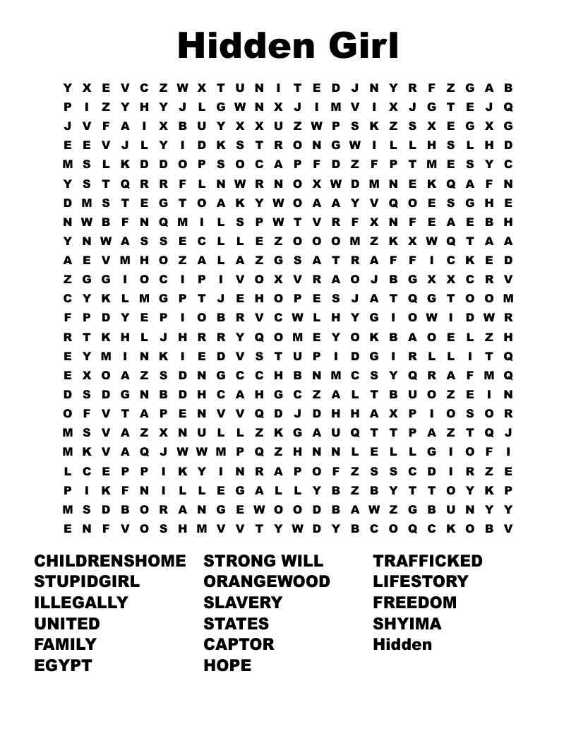 Hidden Girl Word Search
