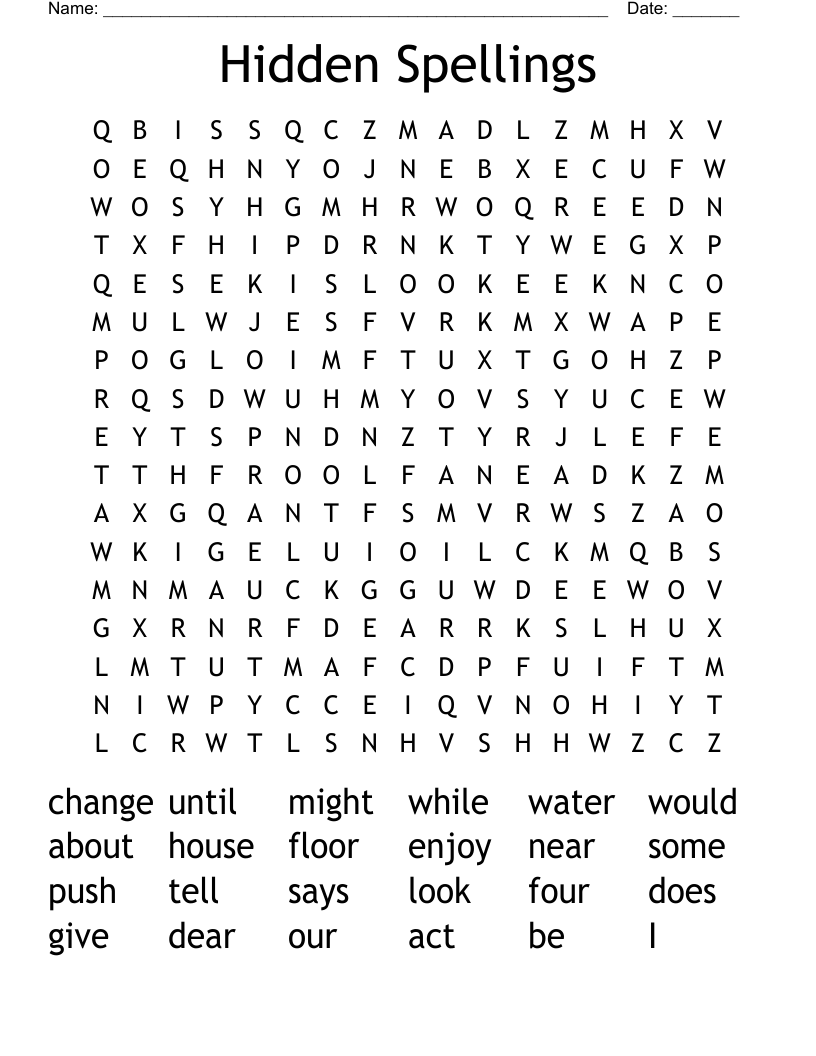 Hidden Spellings Word Search