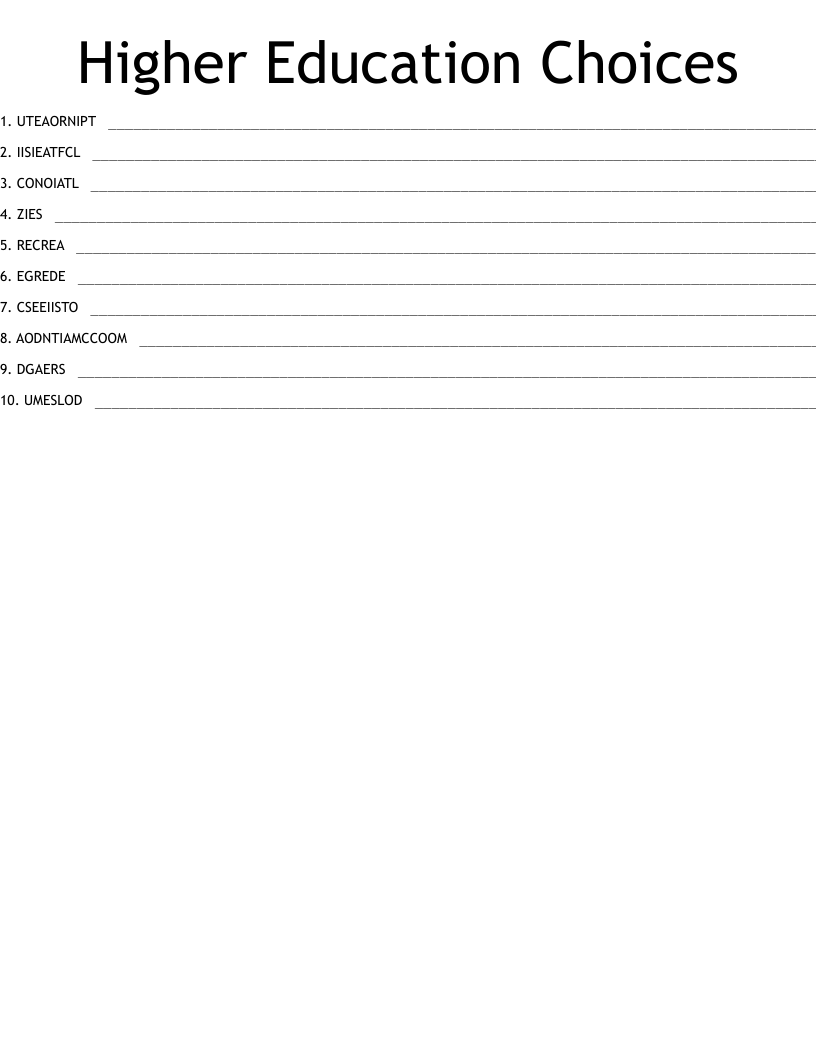 Higher Education Choices