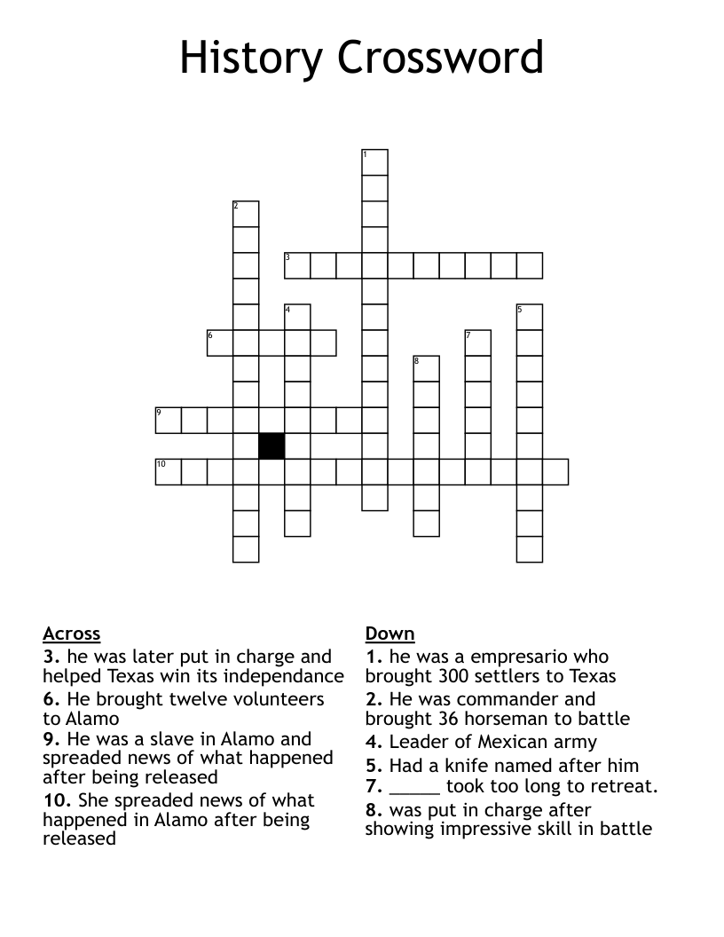 History Crossword WordMint History Crossword WordMint