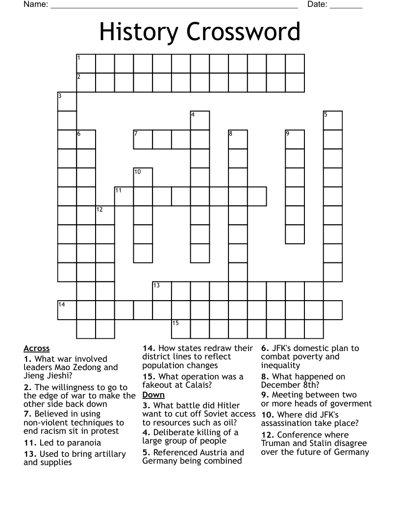 History Crossword