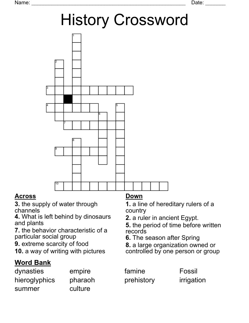 History Crossword