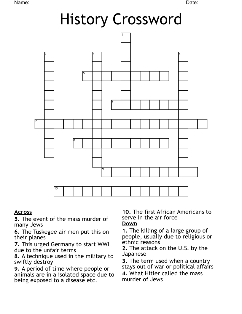 History Crossword